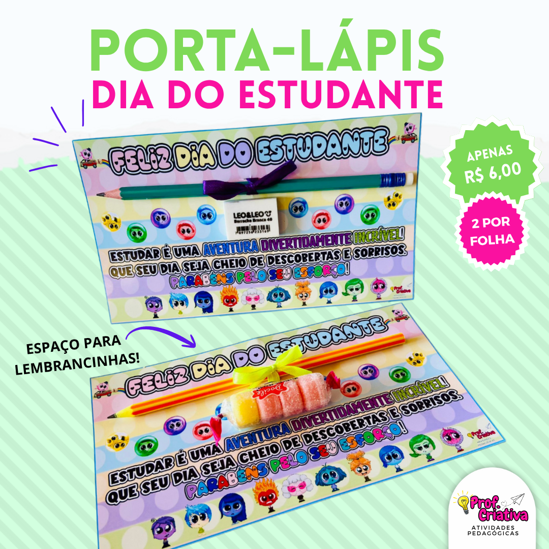 CARTÃO PORTA-LÁPIS E BORRACHA - DIA DOS ESTUDANTES - Imagem 2