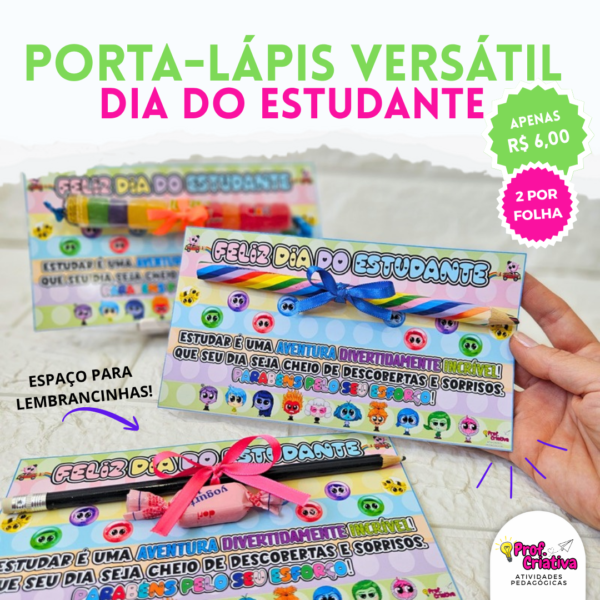 CARTÃO PORTA-LÁPIS E BORRACHA - DIA DOS ESTUDANTES