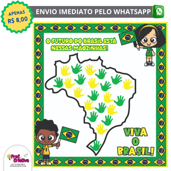 PAINEL CARIMBO DE MÃOS - VIVA O BRASIL - Imagem 2