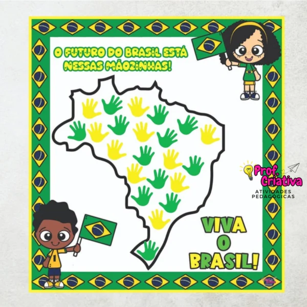 PAINEL CARIMBO DE MÃOS - VIVA O BRASIL