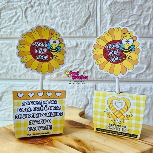 PORTA-PIRULITO GIRASSOL - SETEMBRO AMARELO