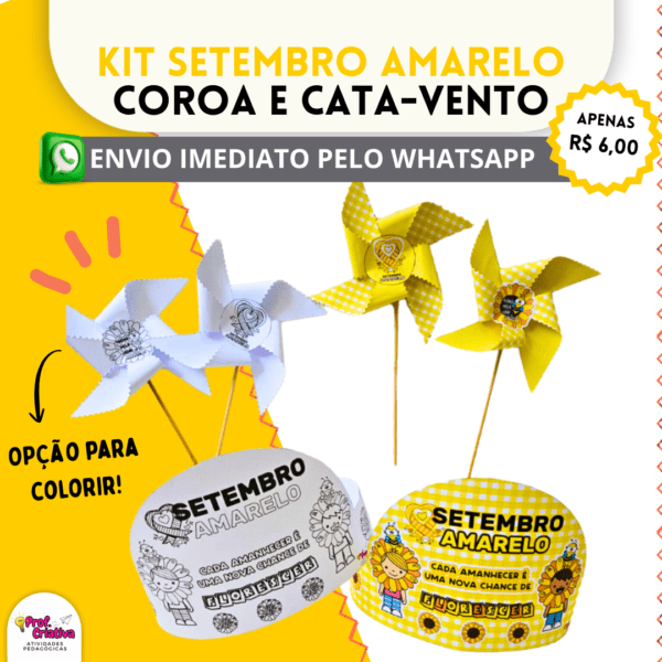 KIT CATA-VENTO E COROA - SETEMBRO AMARELO