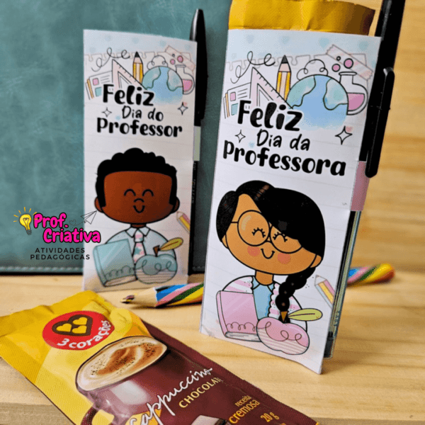 PORTA- SACHÊ DE CAFÉ E CANETA - DIA DOS PROFESSORES - Imagem 2