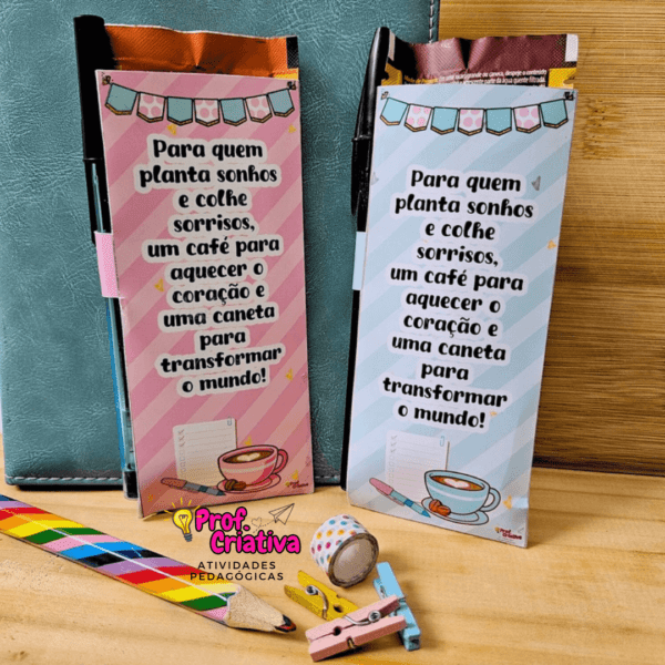 PORTA- SACHÊ DE CAFÉ E CANETA - DIA DOS PROFESSORES - Imagem 3