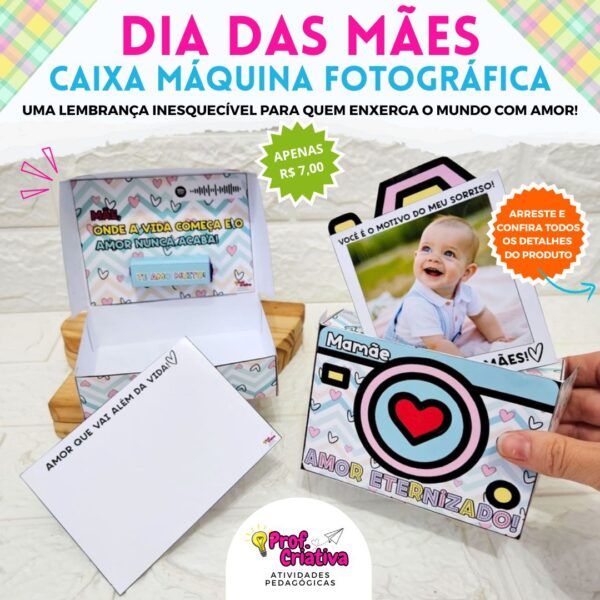 CAIXA MÁQUINA FOTOGRÁFICA - DIA DAS MÃES