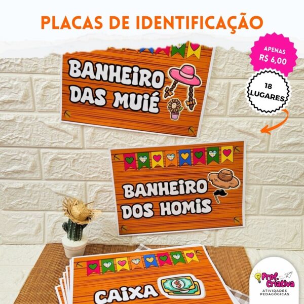 PLAQUINHAS DE IDENTIFICAÇÃO - FESTA JUNINA